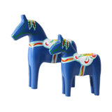 2Pcs Dalecarlian Wooden Horse Decorating Novelty Swedish Dala Horse Statues blue