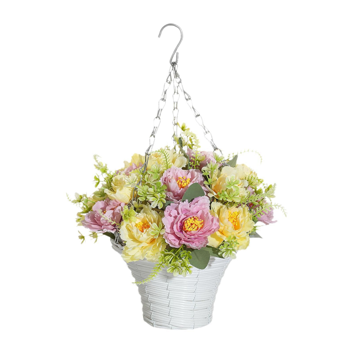 Maxbell Maxbell Artificial Hanging Flowers with Basket Chain Flowerpot for Deck Outdoor Yard Style F
