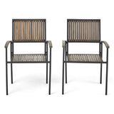 WOOD AND METAL CHAIR,Set of 2