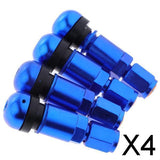 Maxbell 4x4 Pcs Car Tubeless Wheel Dust Caps Tire Valve Stems Blue + Black