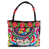 Maxbell 2x Embroidery Travel Shoulder Bag Double Faced Flower Handmade Women Bags