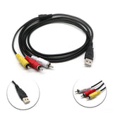 1.5m/5ft USB A Male to 3 RCA Male AV A/V TV Camcorder Adapter Cord Cable for Vidio TV & Video