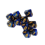 Maxbell 10 Pieces Dice Set D10 Entertainment Toys Party Table Game for Bar Card Game Blue