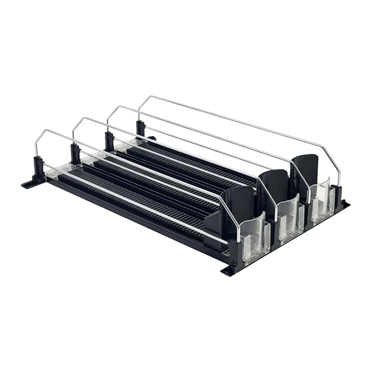 Maxbell Drink Organizer for Fridge Waterproof for Garage Commodity Shelves Household 3 row black