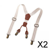 Maxbell 2xKids Suspenders Strong Metal Clip Adjustable Y Back Brace for Birthday Beige