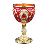 Maxbell Vintage Embossed Water Goblet Home Tiny Drinking Cup European Metal Wine Cup Gold Red