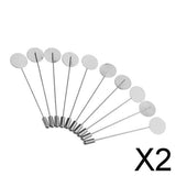 Maxbell 2x10Pcs Silver Lapel Stick Pin Base Brooch Glue on Collar Suit Lapel Pin 15mm