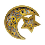 Maxbell Ramadan Serving Tray Decoration Moon Star Tray for Wedding Gatherings Events Gold