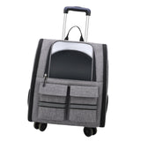 Cat Trolley Case Backpack Kennel Pet Rolling Carrier for Puppy Transport gray - Aladdin Shoppers