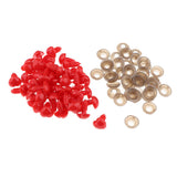 Maxbell 100pcs Black Round 100pcs Red Heart Safety Eyes Nose Toy DIY Supplies