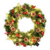 Christmas Wreath with LED Lights Holiday Garland for Front Door Outdoor Wall 30cm