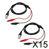 Maxbell 15x2pcs 110cm BNC Q9 to Dual Alligator Clip Oscilloscope Test Probe Cable Leads