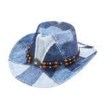 Maxbell Print Cowboy Hat Cosplay Costume Accessory for Festival Dress up Light Blue