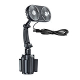 Maxbell 12V 24V Car Cooling Fan Mounted in Cup Holder Three Speed for Sedan Double Head