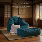 Maxbell Bean Warehouse Lazy Sofa | Japanese Retro Style Chair Corduroy Green 80x80cm