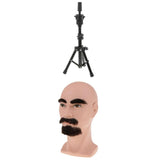 Maxbell Male Cosmetology Beard Mannequin Manikin Head for Wig Making w/ Tripod Stand