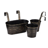 Maxbell 3 Pieces Hanging Flowerpots Rail Planters for Farmhouse Patio Indoor Outdoor Black