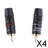 Maxbell 4x2X Copper AV RCA Plug Audio Cable Male Connector Gold Plated Hi-Fi Loud