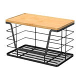 Maxbell Garbage Bag Dispenser Stand with Bamboo Top for Vegetables and Fruits Snacks L