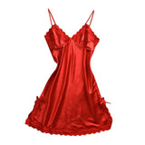 Maxbell Maxbell Women's Sexy Pajamas V Neck Nightwear Lingerie Babydoll Sleep Wear Red XL