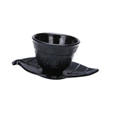 Maxbell Cast Iron Teacup Coaster Set Delicate Teacup Creative Teaware Tea Cup with Saucer Leaf coaster