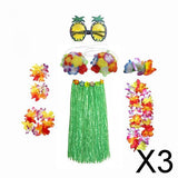 Maxbell 3xhawaiian Skirt Costume Set Fancy Dress Luau National Dress Cosplay 80cm Green