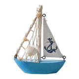 Maxbell Mini Sailboat Model Decoration Art Beach Nautical Design for Bookshelf Table Light Blue