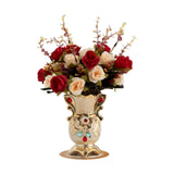 Maxbell Faux Flowers in Vase Graceful Centerpiece Vase for Dining Room Hotel Parties A