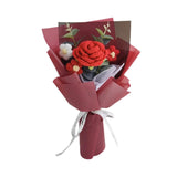 Maxbell Crochet Flowers Bouquet Finished for Mother Day Thanksgiving Day Anniversary red