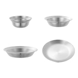 Maxbell Stainless Steel Plates and Bowls Portable Camping Plates Dinnerware Set 4PCS Silver