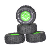 Maxbell 4x 1/14 RC Car Wheels and Tires Sturdy Spare Parts Easy to Install Accessory Green