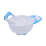 Maxbell Grinding Bowl Rice Practical Cereal Home Sturdy with Ladle Baby Feeding Bowl Blue White