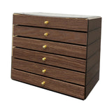 Wooden Jewelry Box Desktop Jewelry Organizer for Watches Necklaces Bracelets 6 Layers