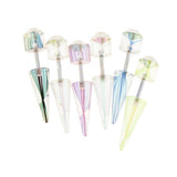 Maxbell 6 Piece Acrylic Cheater Ear Stretcher Stainless Steel Taper Plugs Rhinestone