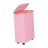 Maxbell Wheeled Laundry Basket with Lid Folding Organizer for Home Blankets Bathroom Pink