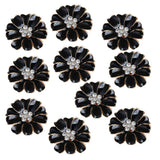 Maxbell 10pcs Metal Flower Rhinestone Buttons Flatback Embellishment Decor Black - Aladdin Shoppers