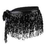 2 Pieces Belly Dance Waist Chain Hip Skirt Scarf with Sequins Tassel Womens