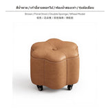 Maxbell Small hardwood Wood Cute Stool, Upholstered Round Mushroom Vanity Ottoman, Soft Footrest for Living Room, Entryway, Bedroom, Multi-Functional Kids Chair, Greetings season spring hare, 28cm x 20cm Light Yellow