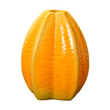 Maxbell Fruit Shaped Ceramic Flower Vase Home Decor Unique for Bedroom Shelf Wedding Carambola 9.5x11.7cm