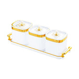 Maxbell Dried Fruit Tray with Lid Divided Serving Dishes for Candy Appetizer Cookies White 3 Grid