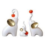 Maxbell Maxbell 3Pcs Elephant Sculptures Elephant Family Figurines for Hotel Desk TV Cabinet white golden