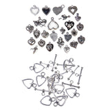 Maxbell 10 Sets Silver Toggle Clasps+25Pcs Alloy Silver Pendants Charms DIY Jewelry
