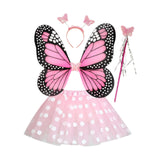 Maxbell Girls Fairy Costume Set Butterfly Wing Costume Cosplay for Halloween Holiday Dot Skirt