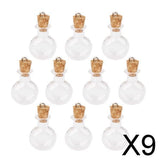 Maxbell 9x10pc Glass Cork Bottles Round Flat Vial Wishing Bottle DIY Pendants Clear