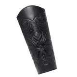 Maxbell 2xMedieval Bracers Adult PU Leather Gauntlet Wristband for Cosplay Accessories Black 1pcs