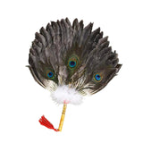 Maxbell Ancient Chinese Zhuge Liang Feather Fan Decor Men for Festival Dance Holiday Style E