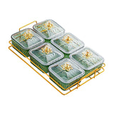 Maxbell Divided Serving Dishes Nut and Candy Serving Tray for Candy Appetizer Snacks 6 Grid Green