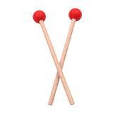 Maxbell 2x Wood Mallets Accessories Professional Marimba Mallets for Chime Beginners Red