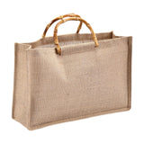 Maxbell Grocery Bag Trendy Bamboo Handle Bag for Travel Shopping Wedding Welcome Bag 32cmx10cmx23cm