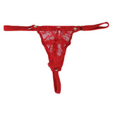 Maxbell Mens Sexy Black Double Strap T-back Thong +Red G-string Lace Pouch Jockstrap